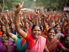 fotografia di donne chi sollevamento empower loro stessi ai generativo foto