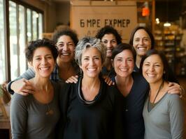 fotografia di donne chi sollevamento empower loro stessi ai generativo foto