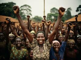 fotografia di donne chi sollevamento empower loro stessi ai generativo foto