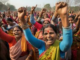 fotografia di donne chi sollevamento empower loro stessi ai generativo foto