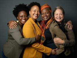 fotografia di donne chi sollevamento empower loro stessi ai generativo foto