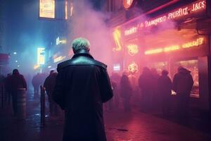 emotivo urto neon retrò stile fotografia di persone ai generativo foto