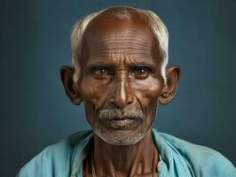 vecchio colorato foto di un' indiano uomo a partire dal il presto 1900 ai generativo