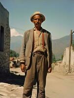 vecchio colorato foto di un' messicano uomo a partire dal il presto 1900 ai generativo