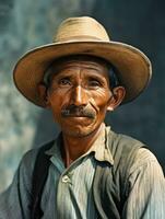 vecchio colorato foto di un' messicano uomo a partire dal il presto 1900 ai generativo