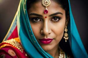 un indiano donna nel tradizionale vestiario. ai-generato foto