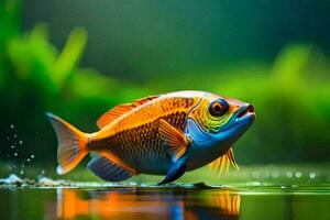 un' pesce è nuoto nel il acqua. ai-generato foto