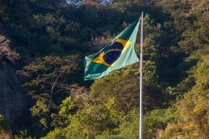 bandiera del brasile all'aperto alberi sullo sfondo a rio de janeiro.