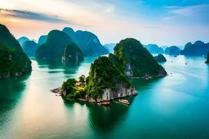 il bellissimo paesaggio di halong baia. ai-generato foto