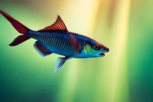 un' pesce con luminosa rosso e blu strisce. ai-generato foto