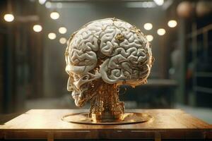 cervello animazione, un' modello di un' umano testa. ai generato foto