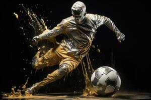 d'oro statuetta di un' calcio giocatore con un' sfera. ai-generato foto