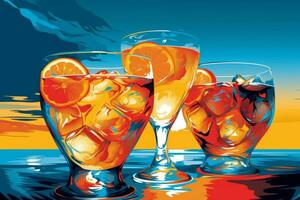 vettore illustrazione di colorato cocktail a tramonto. generativo ai foto