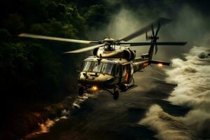 potente immagini di marines operativo aereo e elicotteri, dimostrando loro aereo abilità. generativo ai foto
