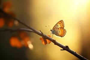 macro fotografia, farfalle nel il fiori con mattina leggero con copia spazio.creato con generativo ai tecnologia. foto