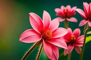 rosa fiori su un' verde sfondo. ai-generato foto