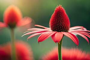 rosso coneflower nel il sole. ai-generato foto