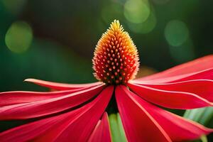 un' rosso fiore con un' verde sfondo. ai-generato foto