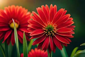 rosso fiori con verde le foglie nel il sfondo. ai-generato foto