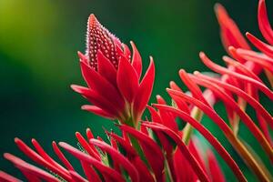 rosso fiore con verde sfondo. ai-generato foto