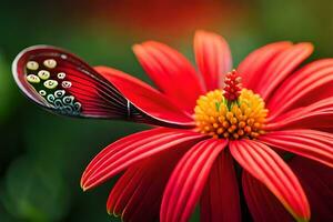 un' rosso fiore con un' cucchiaio su esso. ai-generato foto