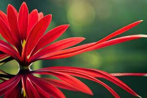 un' rosso fiore è riflessa nel il acqua. ai-generato foto