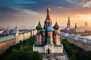 il Cremlino e il rosso piazza nel Mosca, Russia. ai-generato foto