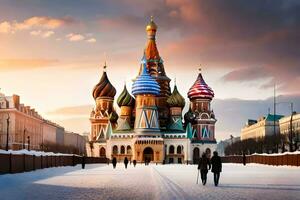il Cattedrale di st basilico nel Mosca, Russia. ai-generato foto