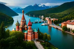 il rosso Torre di il Cremlino nel Mosca, Russia. ai-generato foto