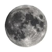 luna piena vista con il telescopio isolato su bianco foto