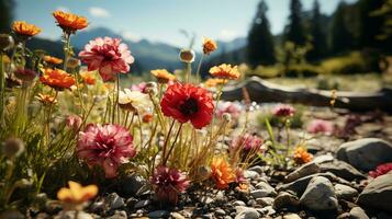 bellissimo fiore campo scenario ai generativo foto