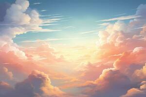 pittura di un' tramonto con nuvole nel il cielo. generativo ai foto