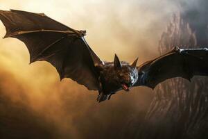 minaccioso nero pipistrello nel volo.. generativo ai foto