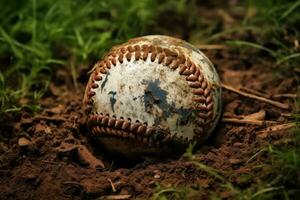 baseball coperto nel sporco. generativo ai foto
