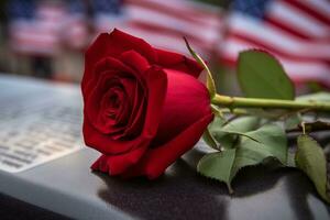 rosa su nomi a patriota giorno memoriale. generativo ai foto