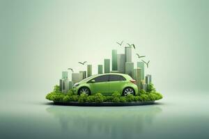 pulito e verde mobilità elettrico auto con energie rinnovabili. generativo ai foto