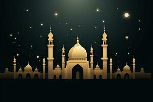 maestoso moschea illuminato sotto il notte cielo. generativo ai foto