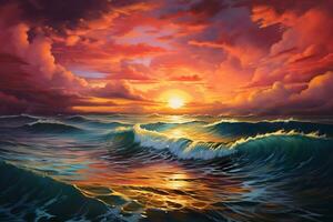 ai generativo tiro di bellissimo sbalorditivo tramonto al di sopra di il mare foto