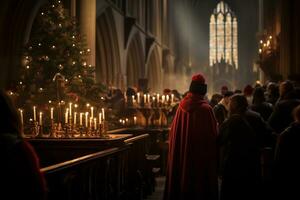 ai generativo incantevole Immagine di un' Chiesa mezzanotte Natale servizio foto