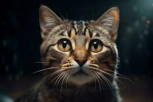 giocoso gatto Perfetto viso e occhi altamente dettagliato ai generativo foto