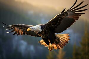 Immagine di un aquila volo nel medio aria ai generativo foto