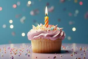 isolato pastello fascino, 1 ° anni torta brilla nel compleanno celebrazione ai generato foto