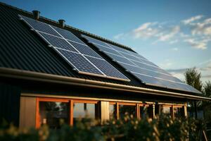 solare pannelli su un' le case tetto, campione sostenibile energia soluzioni ai generato foto