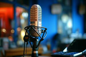 Radio stazioni voce microfono per consegna notizia, musica, e Di Più ai generato foto