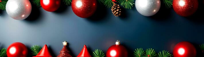 superiore Visualizza festivo delizia, allegro Natale piatto posare striscione, ai generato foto