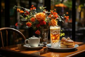 prima colazione nel un' bar atmosfera professionale pubblicità fotografia ai generato foto