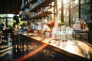 sfocato moderno cucina pubblicità fotografia ai generato foto