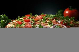 fetta Pizza piatto posare superiore Visualizza leggero sfondo professionale pubblicità cibo fotografia ai generato foto