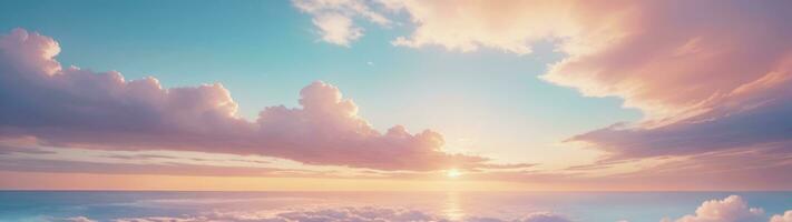 etereo pastello nuvole, panoramico bellezza, ai generato foto