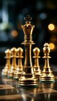 un' scacchi pezzo nel movimento rappresenta il uomini d'affari ricerca per competitivo successo verticale mobile sfondo ai generato foto